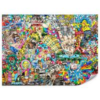 FOTOTAPETE für Jugendzimmer Buntes Graffiti Streetart Bunt 250x175 - Türkis/Gelb, Papier (250/175cm) - Muralo