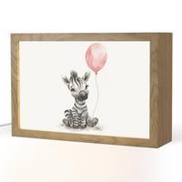 NACHTTISCHLAMPE Zebra - Baby - Tiere - Rosa Luftballon 30x20 cm - Weiß, Holzwerkstoff (8/30/20cm) - OnlyWow