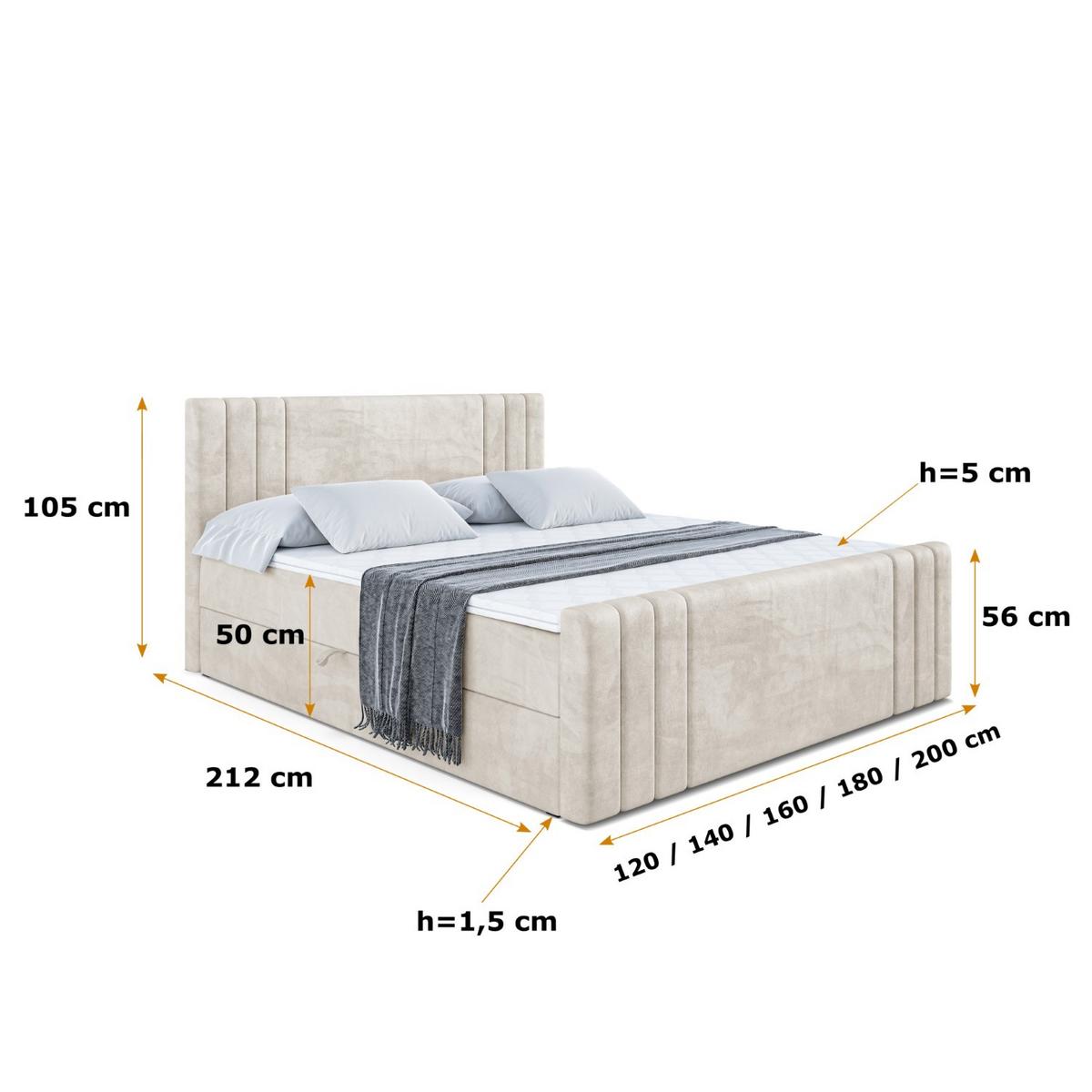 BOXBETT CELESTIA-Z - 140x200 cm - H3 - Ecru - Ecru, Holzwerkstoff (140/200cm) - ALTDECOR