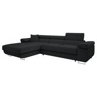 ECKSOFA Torezio Mini Cord, Seite: Links - Schwarz, Holz/Textil (280/170cm) - MIRJAN24