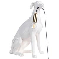 TISCHLAMPE Hund Weiß Sprint - Messingfarben/Weiß, Kunststoff (30/23/44cm) - Beliani