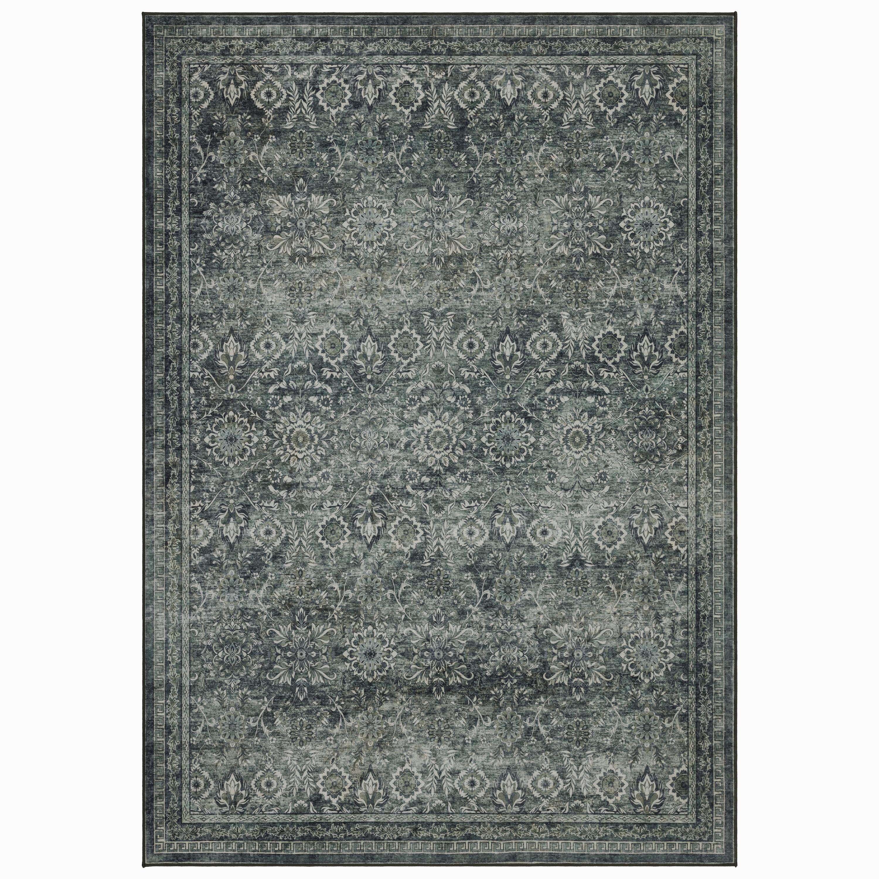 TEPPICH Kurzflor, waschbar, mit floralen Ornamenten, VERNANTE in Grün-Grau, 280 x 370 cm - Grün, Textil (280/370cm) - KADIMA DESIGN