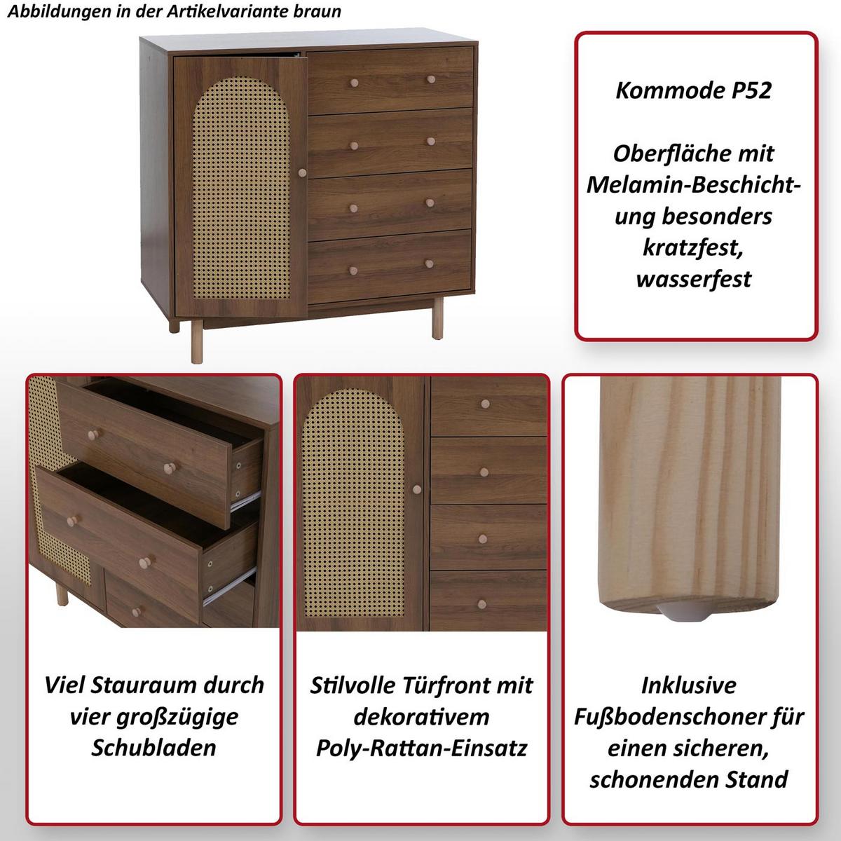 KOMMODE Braun - Braun, Holz (100/95/40cm) - MCW