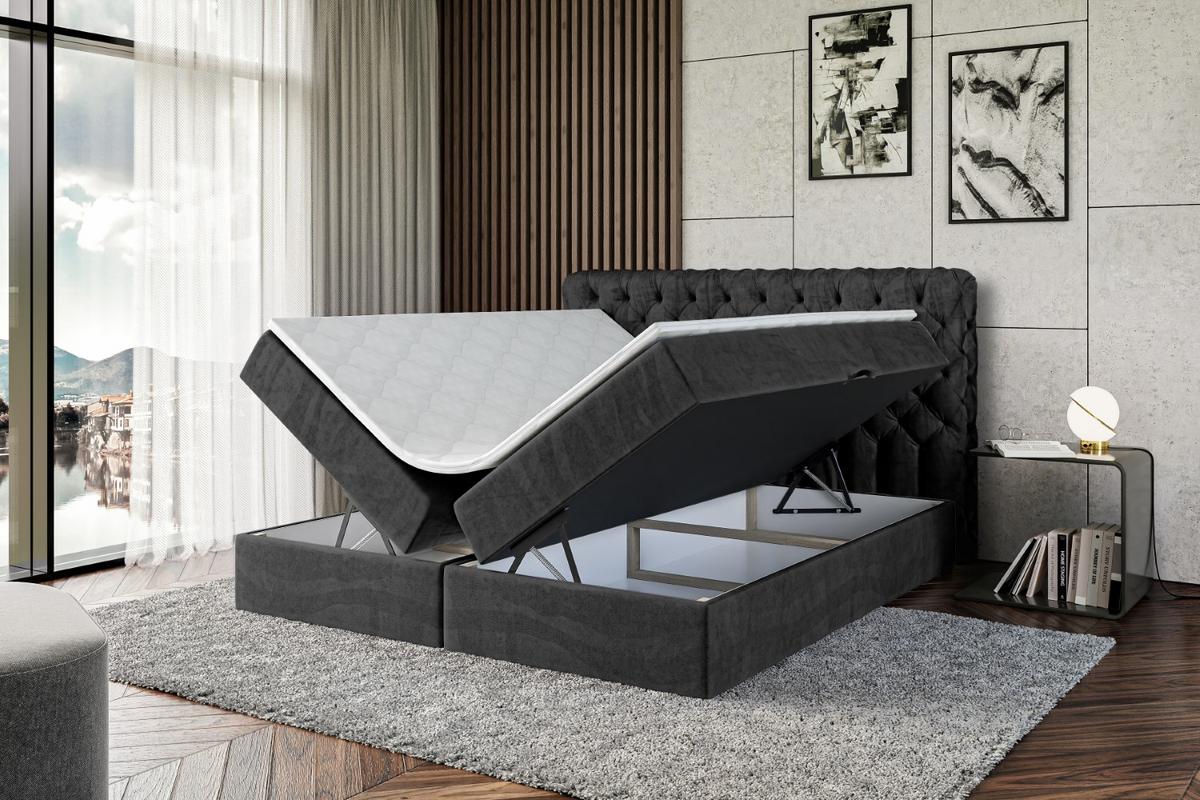 BOXBETT mit Matratze H3 und Lattenrost - BOXI8 - 140x200 cm Schwarz - Schwarz, Holzwerkstoff (140/200cm) - ALTDECOR
