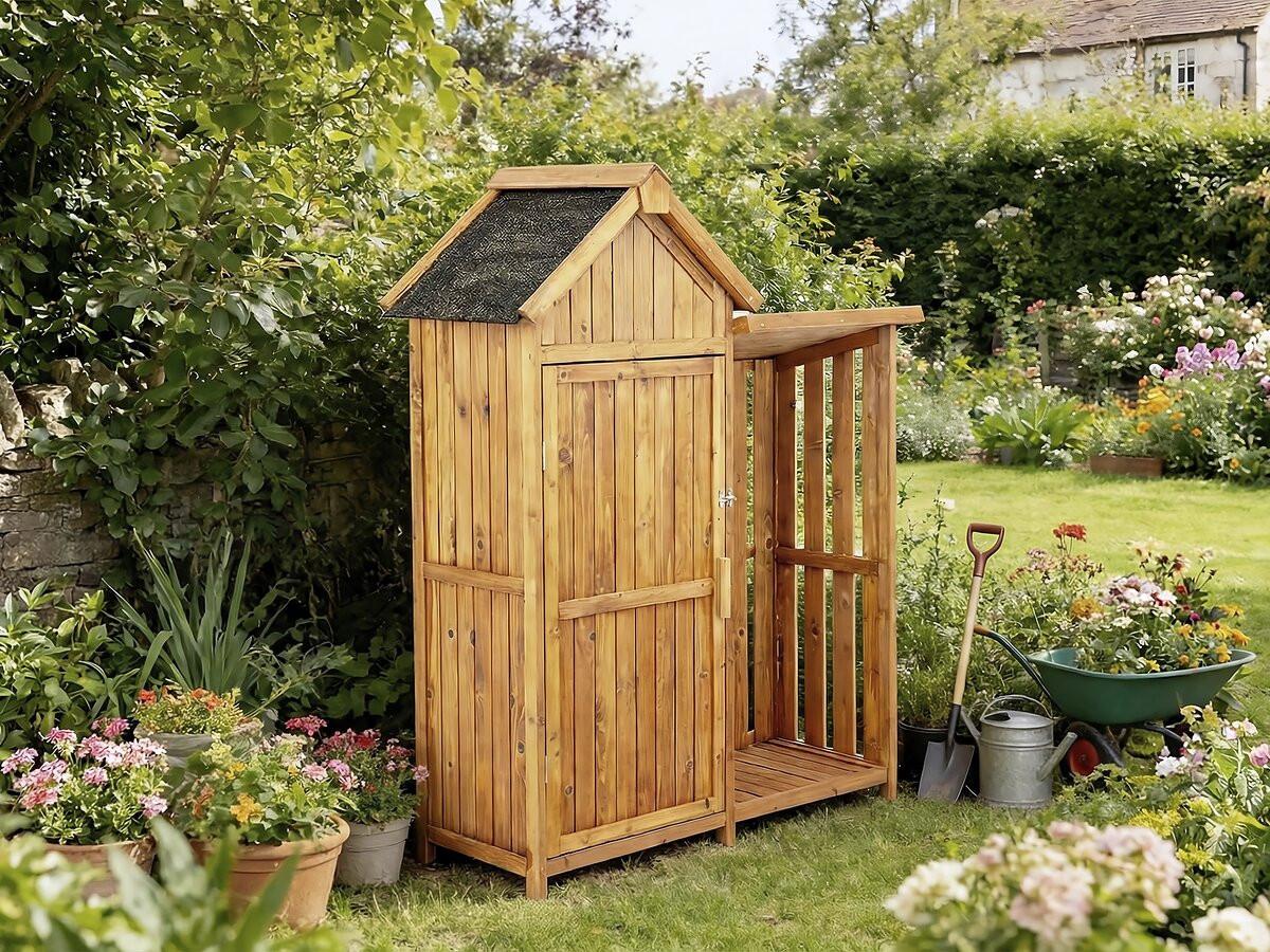 GARTENSCHRANK - GARTENTRUHE noé Braun - Braun, Holz (57/170/136cm) - Habitat Garten