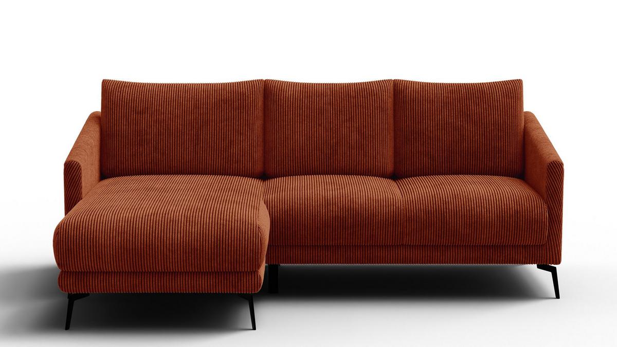 ECKSOFA VILT 3-Sitzer, orange - Schwarz/Orange, Holzwerkstoff/Textil (221/156cm) - Wozimo