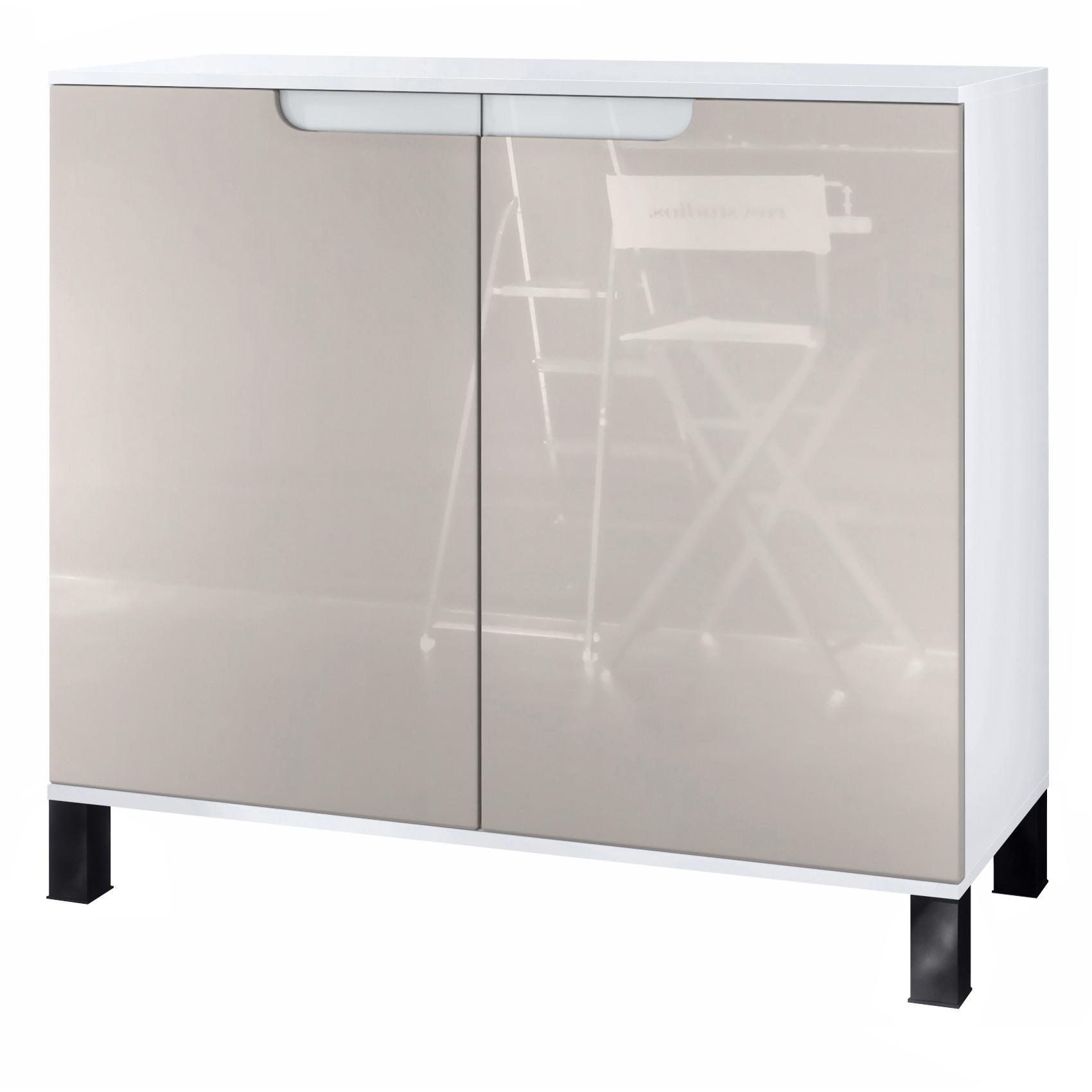 KOMMODE Sylt Sandgrau Hochglanz - Sandfarben, Holzwerkstoff (92.5/84.5/35cm) - Vladon