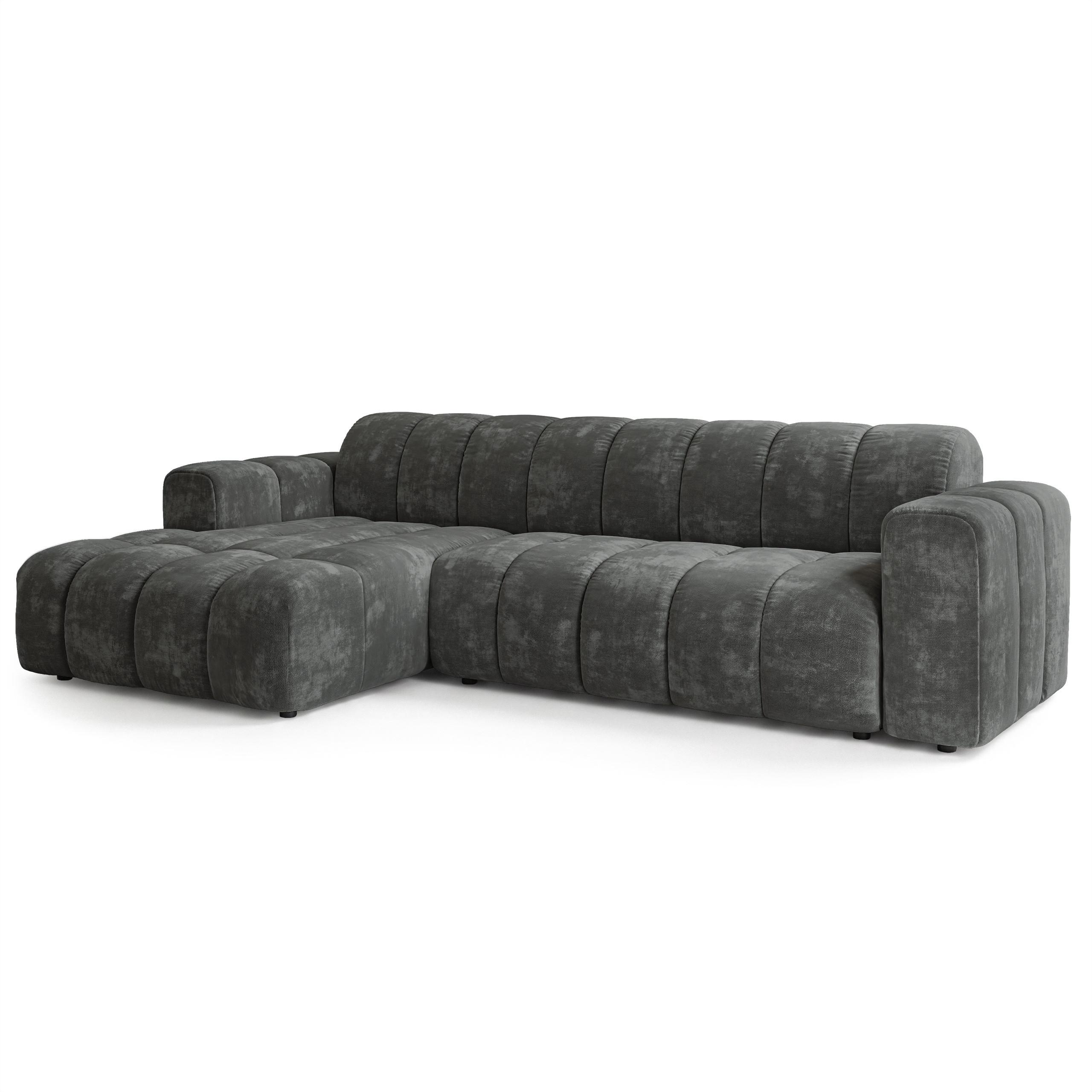 ECKSOFA SETIA LM L-S Grau Chenille - Grau, Holzwerkstoff (304/165cm) - MASSENO