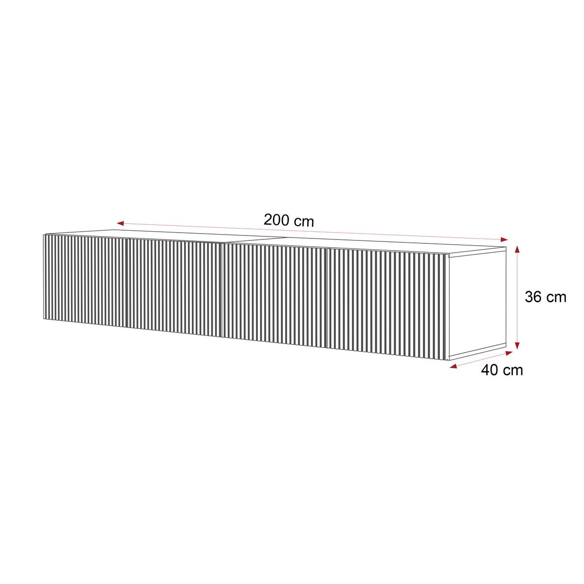 TV-LOWBOARD ANGEL Weiß hängend mit LED-Beleuchtung 200 cm - Weiß, Holzwerkstoff (200/36/40cm) - Idohome