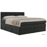 BOXSPRINGBETT SOLVEN KING 200/200 - Dunkelgrau Jersey - Topper T25 - H4 - Dunkelgrau/Schwarz, Kunststoff/Textil (200/200cm) - MKS