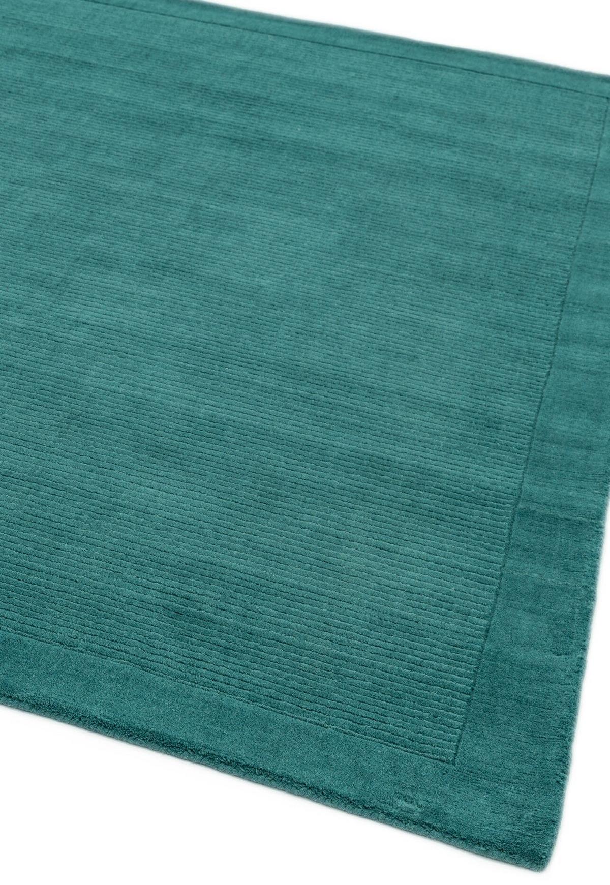 WOLLTEPPICH handgewebt STOW, mit Bordüre, Türkis, 120 x 170 cm - Grün, Textil (120/170cm) - KADIMA DESIGN