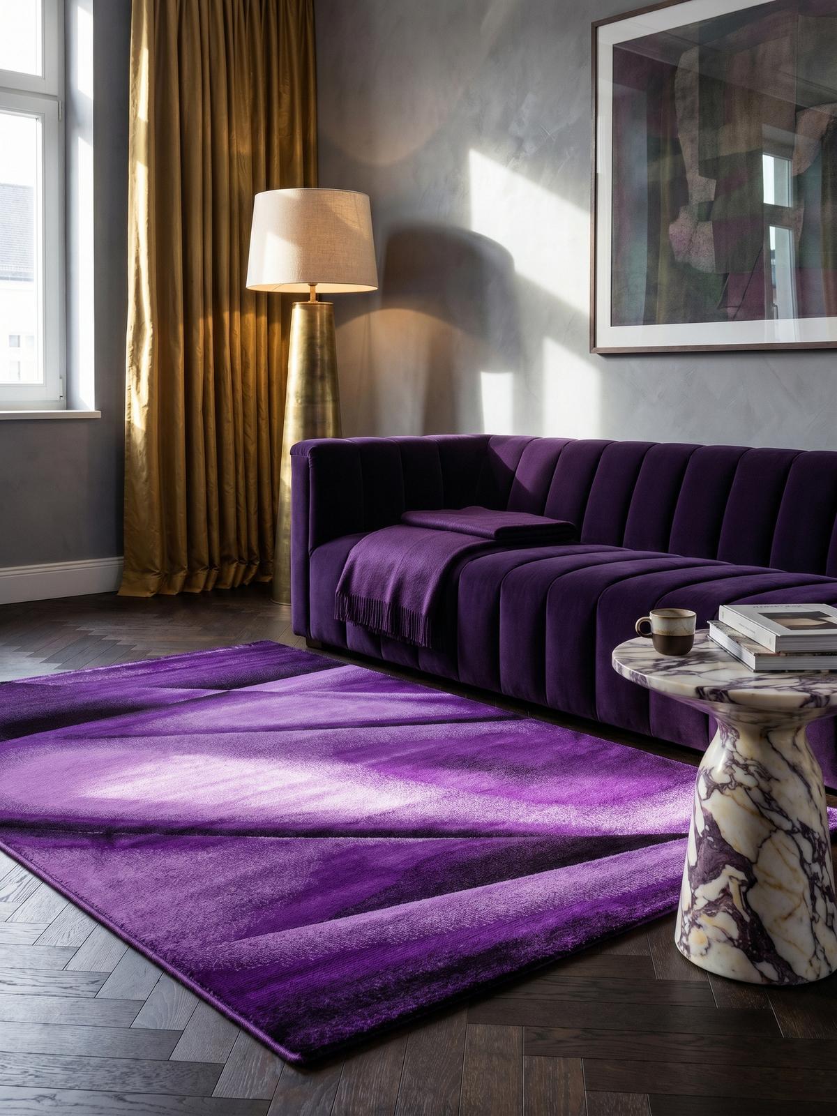 KURZFLORTEPPICH ASPEN, abstrakt, Violett, 120 x 170 cm - Lila, Textil (120/170cm) - KADIMA DESIGN