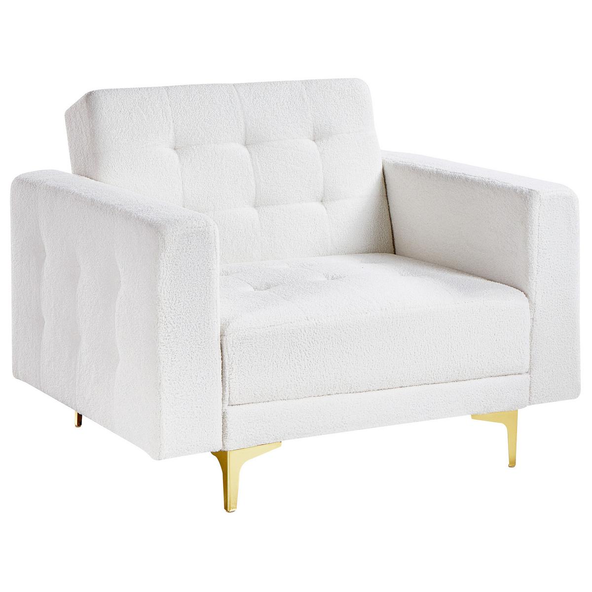SESSEL Bouclé Cremeweiß Aberdeen - Weiß, Textil (106/83/88cm) - Beliani