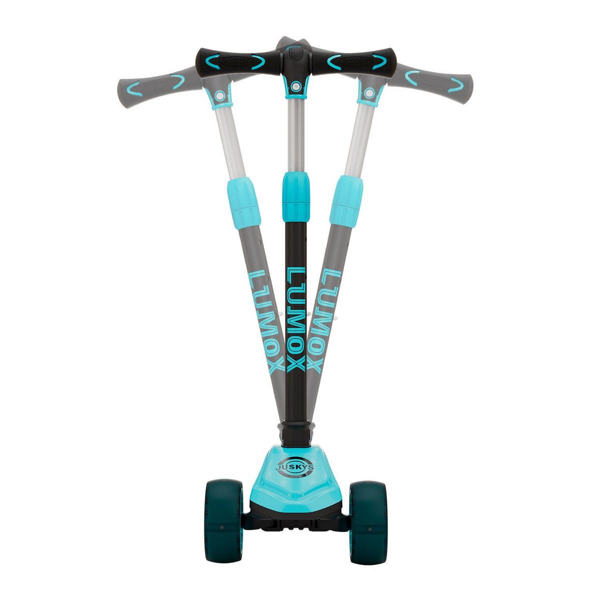 KINDERROLLER Lumox höhenverstellbarer Lenker inkl. Leuchtränder blau - Blau, Metall (28/59cm) - Juskys
