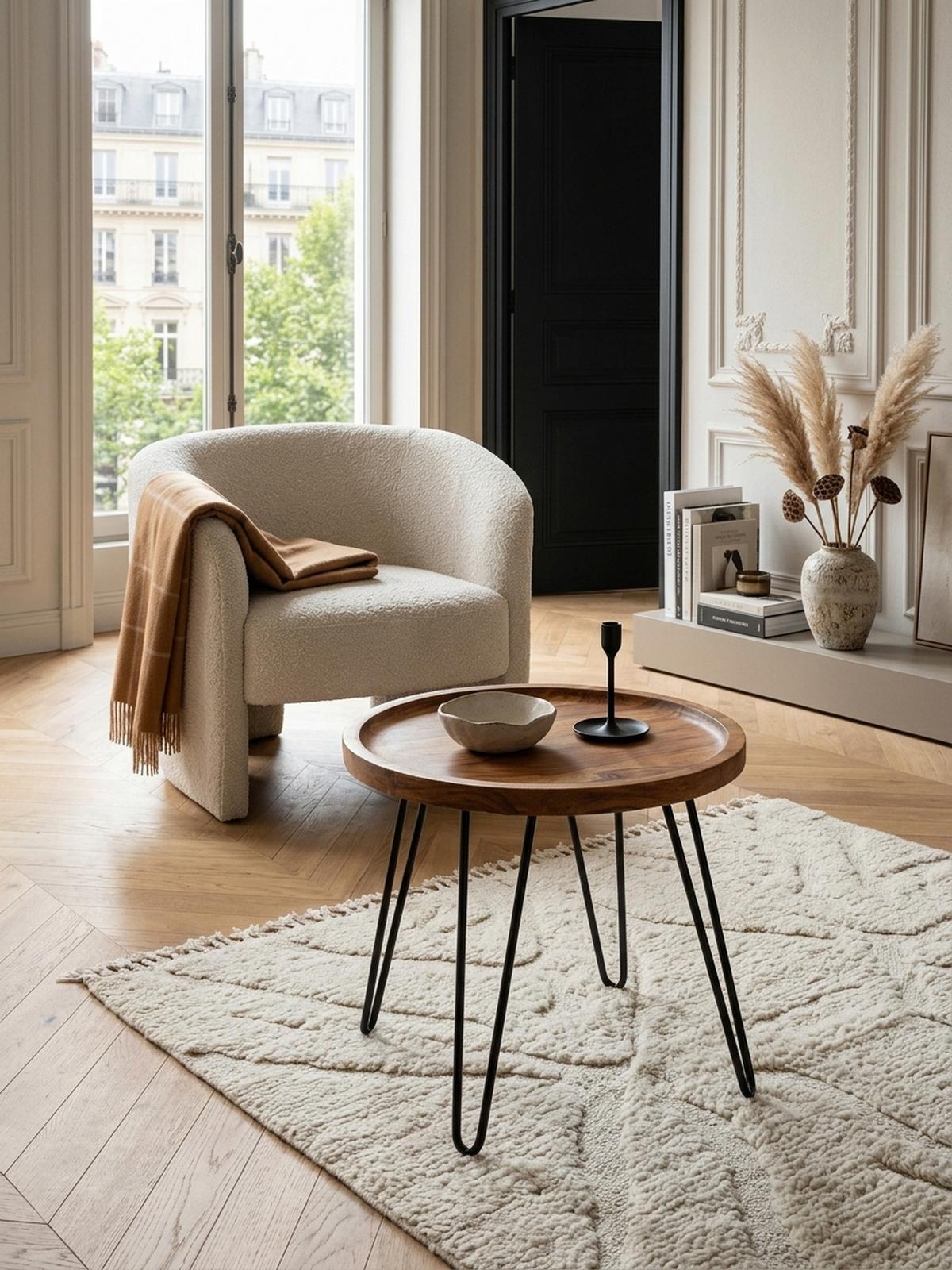 COUCHTISCH in Braun, Sheeshamholz mit Haarnadelbeinen, Modernes Design - Schwarz/Braun, Holz/Metall (41/45/40cm) - KADIMA DESIGN