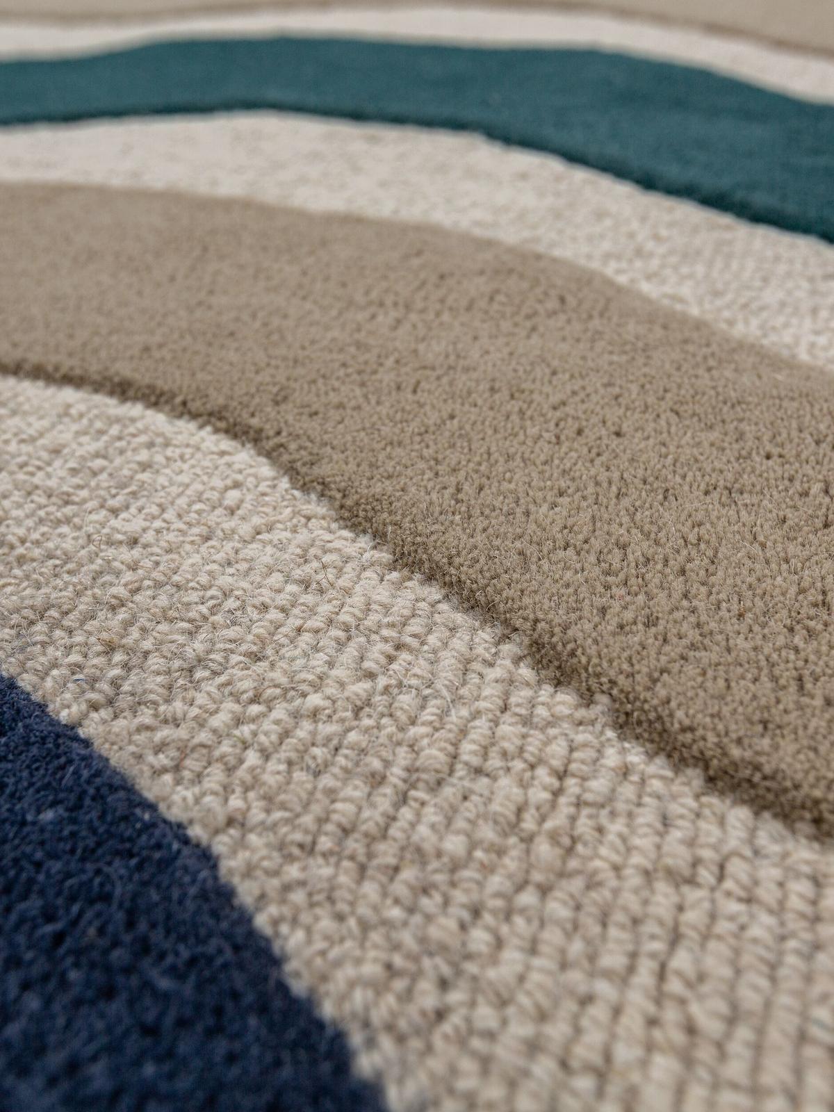 TEPPICHLÄUFER handgetuftet MONNOW, Wellenstreifen, Natur-Blau, 80 x 300 cm - Blau/Beige, Textil (80/300cm) - KADIMA DESIGN