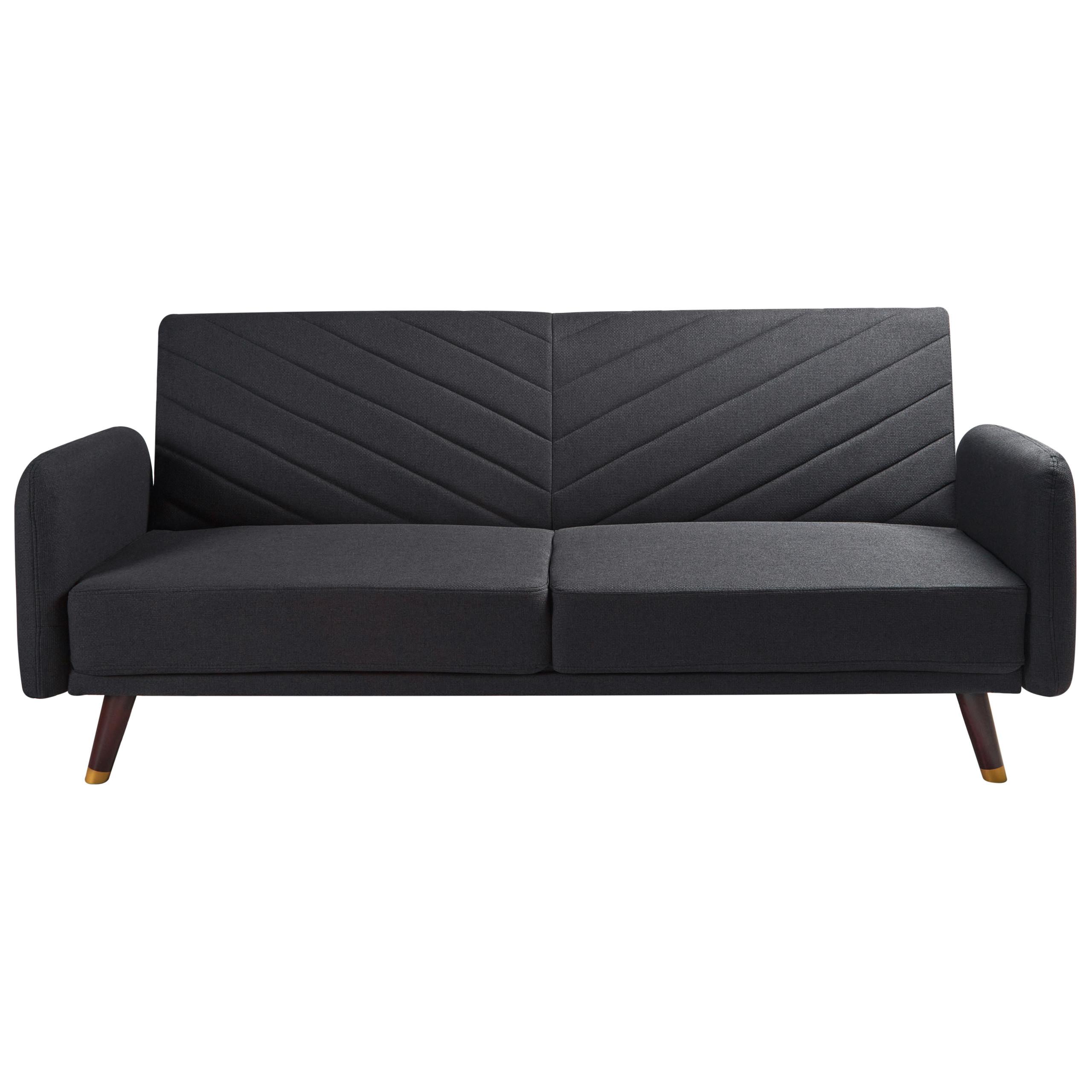 SCHLAFSOFA 3-Sitzer Kunstleinen Schwarz Senja - Schwarz, Textil (198/87/95cm) - Beliani