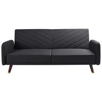 SCHLAFSOFA 3-Sitzer Kunstleinen Schwarz Senja - Schwarz, Textil (198/87/95cm) - Beliani