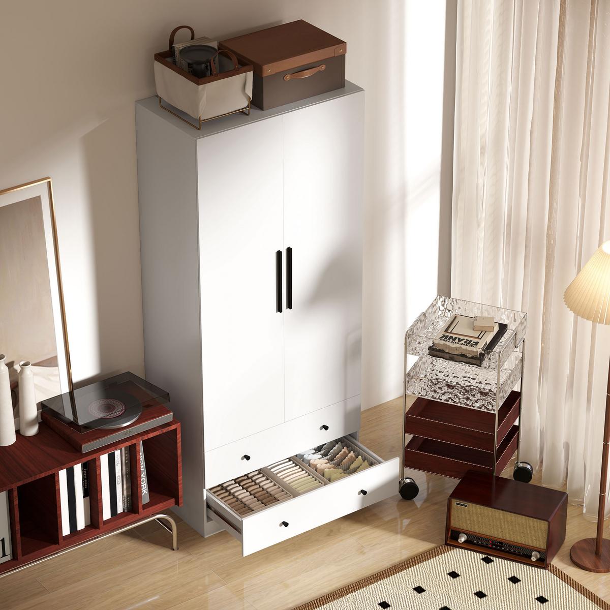 KLEIDERSCHRANK MDF Weiß - Weiß, Holzwerkstoff (43/180/79cm) - HOMCOM