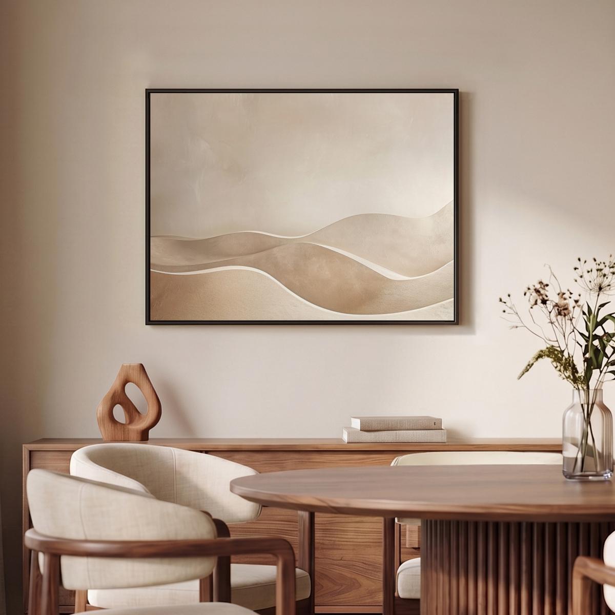 LEINWAND Bilder mit Rahmen - Beige - Natur - Abstrakt - Modern - 70x50 - Beige, Textil (70/50cm) - MuchoWow