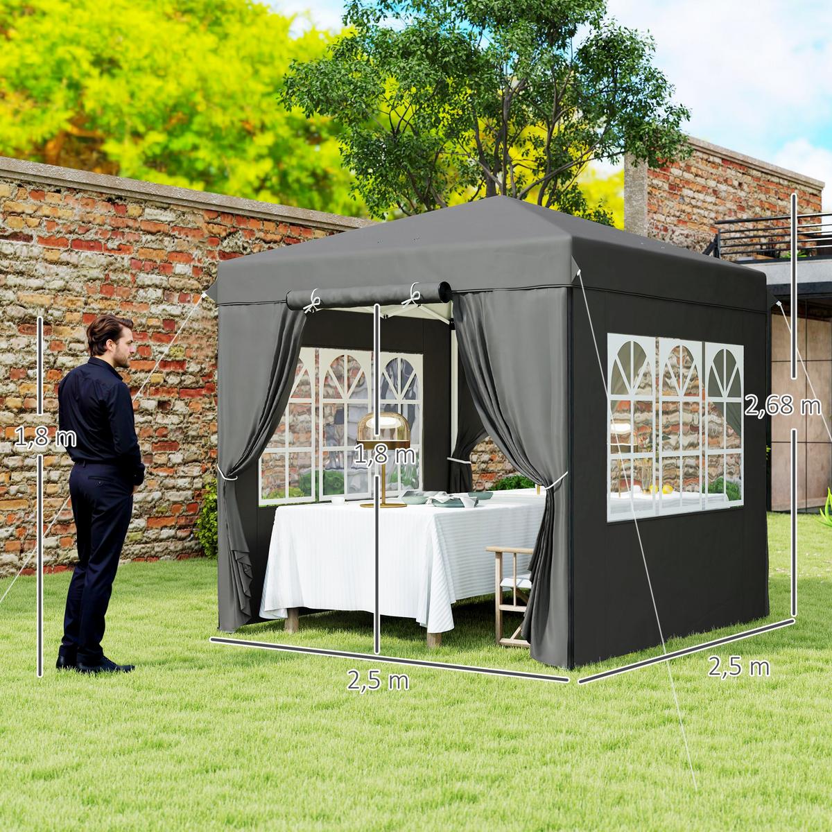 PAVILLON 2,5x2,5 cm - Dunkelgrau, Metall (250/268/250cm) - Outsunny