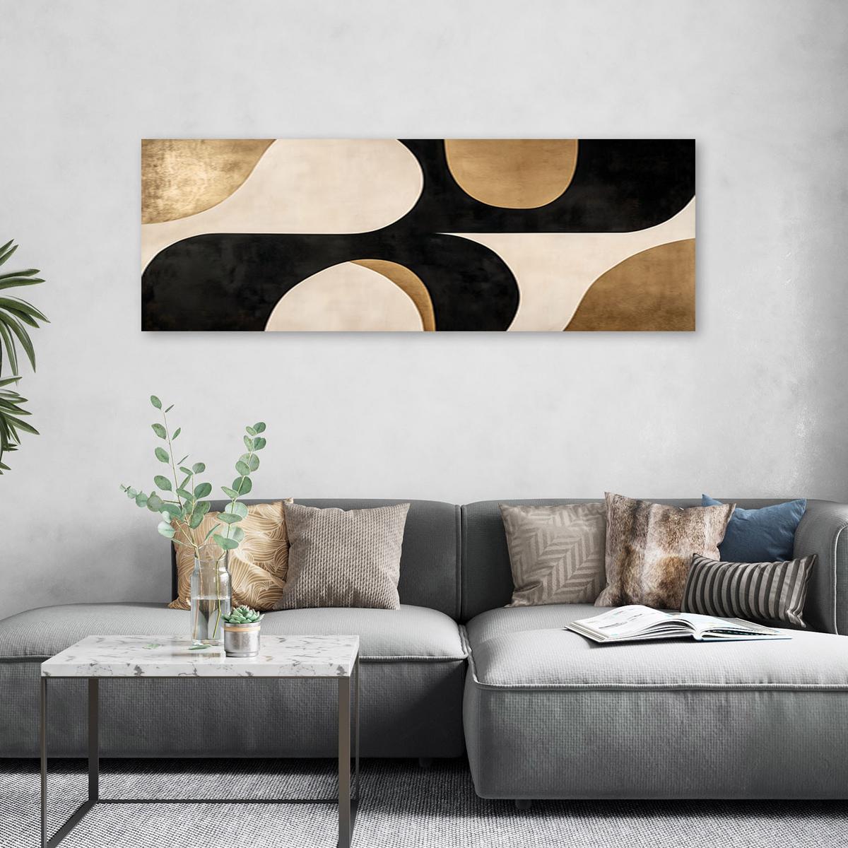 LEINWANDBILD Bögen Abstrakt Aquarell Beige 120x40cm - Beige, Textil (120/40cm) - Feeby