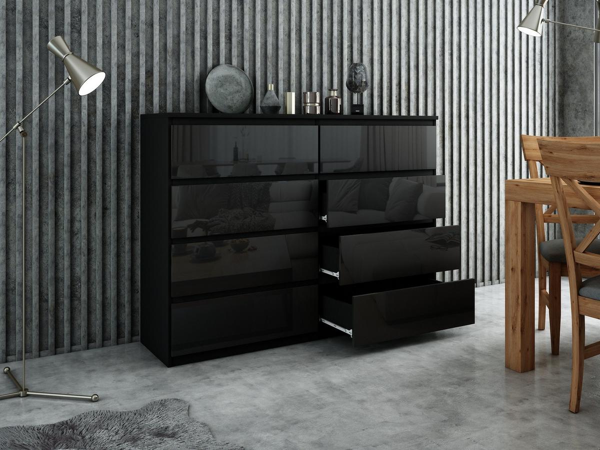 KOMMODE Schwarz, Hochglanz 120/102/39 - Schwarz Hochglanz/Schwarz, Holzwerkstoff (120/102/39cm) - RAUMHIRSCH FURNITURE