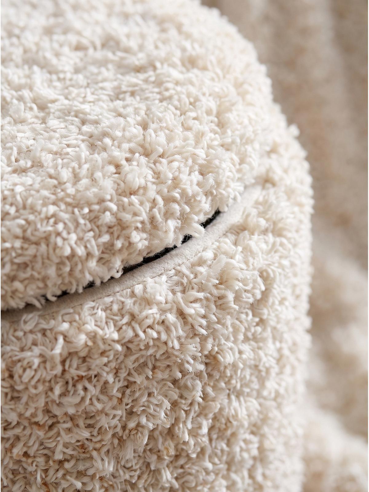 SITZHOCKER RHONE, Stoff, mit Textilbezug, Beige, Ø 40 x 45 cm - Beige, Textil (40/45/40cm) - KADIMA DESIGN