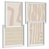 BILDER SET 4er Set - 50x50 cm & 40x60 cm Weißer Rahmen - Abstrakte Boho-Musterformen - Weiß, Kunststoff (50/50cm) - TULUP