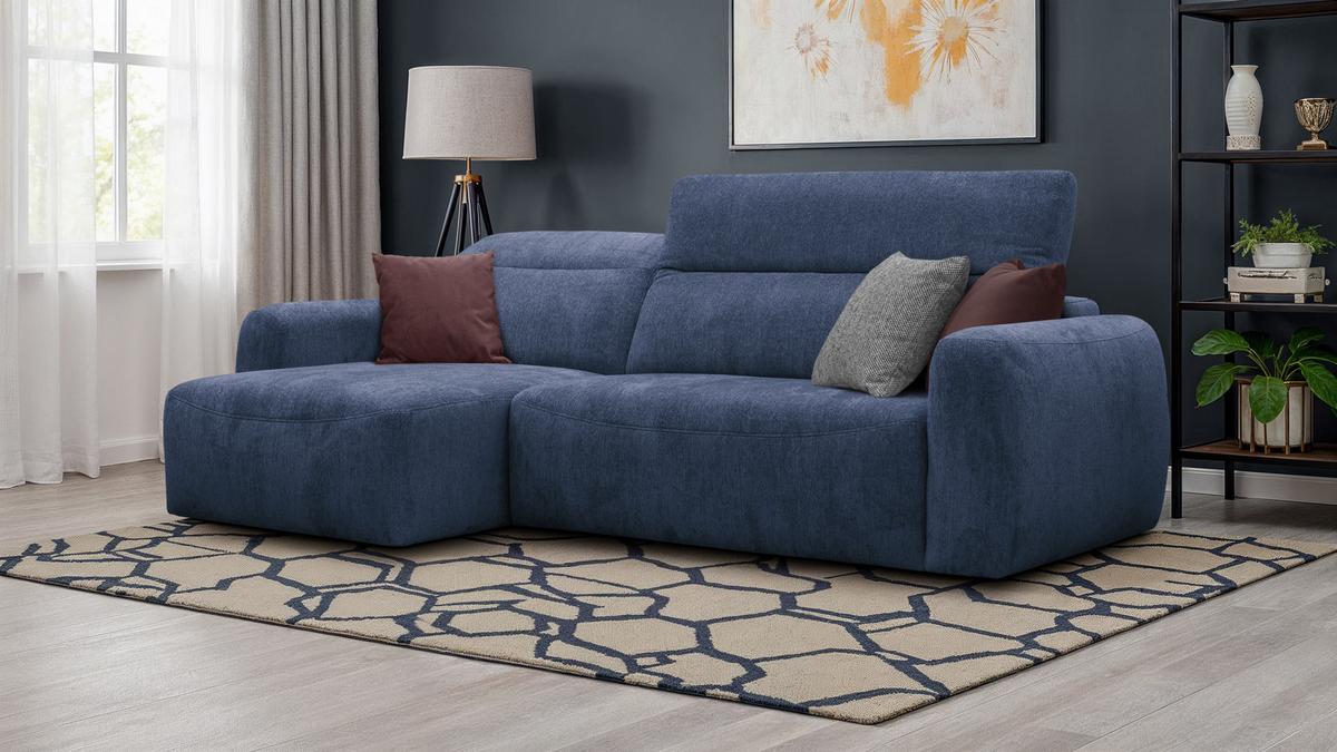 ECKSOFA NERO 4-Sitzer, dunkelblau - Schwarz/Dunkelblau, Holz/Textil (272/81/159cm) - Wozimo