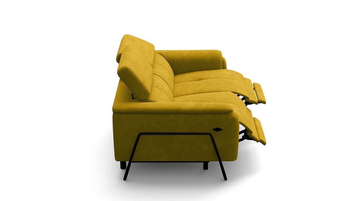 RELAXSOFA RODEN 2-Sitzer mit 2 Relax, dunkegelb, Veloursstoff - Gelb, Holz/Textil (148/82/103cm) - Wozimo