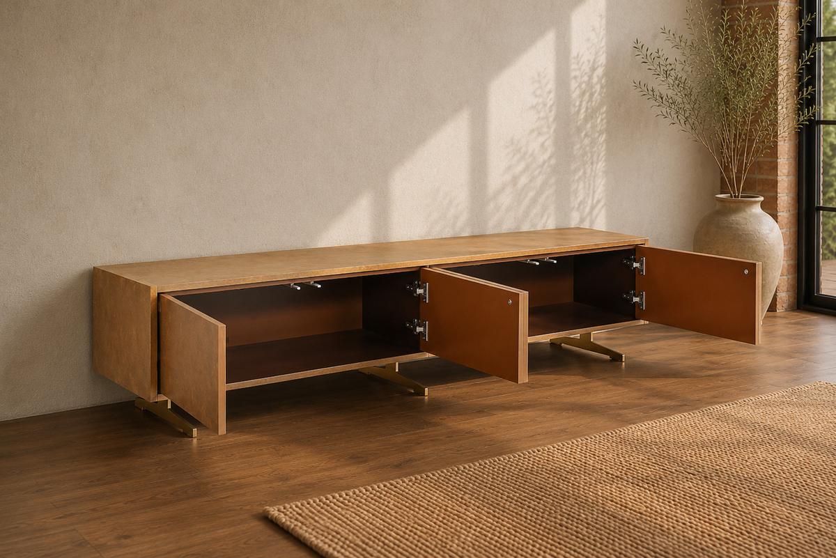 LOWBOARD GALA Gold Holz - Goldfarben, Holz/Metall (200/42/40cm) - KAWOLA