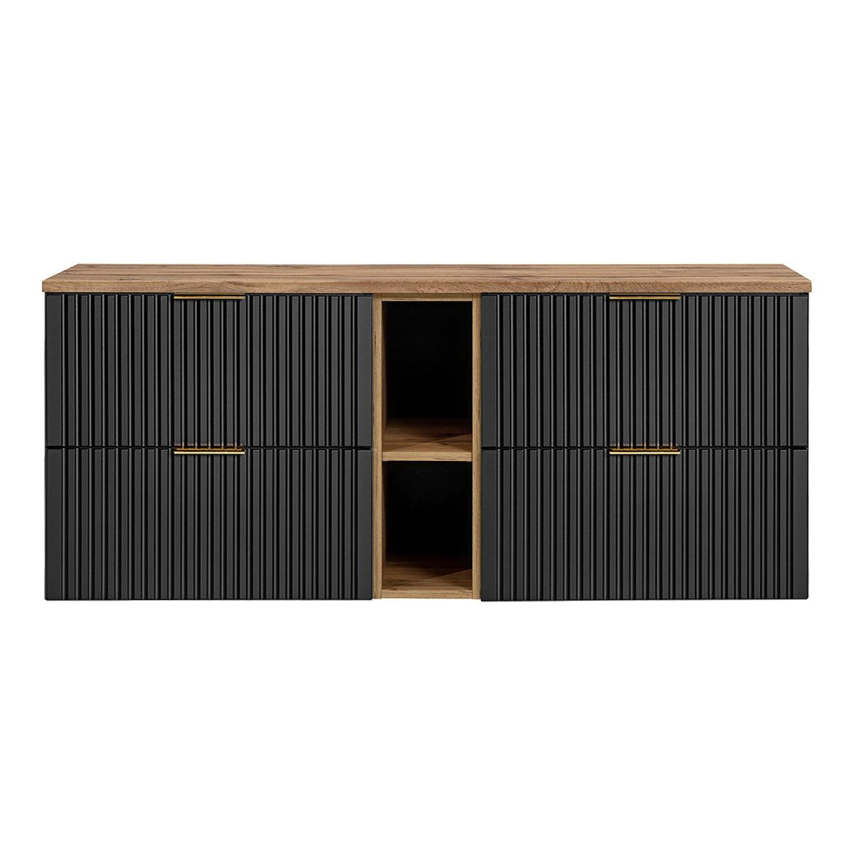 WASCHTISCHUNTERSCHRANK 140.8cm Adriel Schwarz und Holz - Schwarz, Holzwerkstoff (140.8/59/46cm) - Petits-meubles