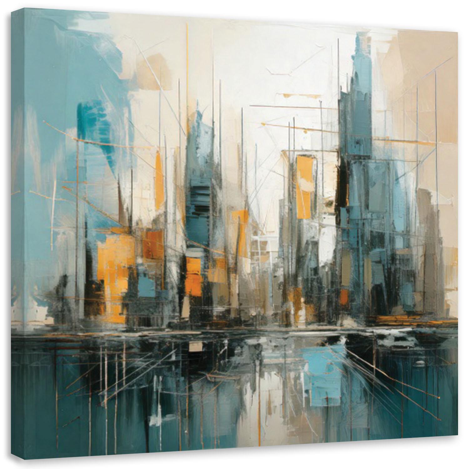 LEINWANDBILD Architektur Stadt Minimalismus 30x30cm - Multicolor, Textil (30/30cm) - Feeby
