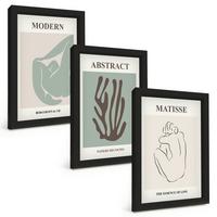 BILDER SET 3er Set - 20x30 cm Schwarzer Rahmen - Matisses stilvolle abstrakte Gemälde - Schwarz, Kunststoff (20/30cm) - TULUP