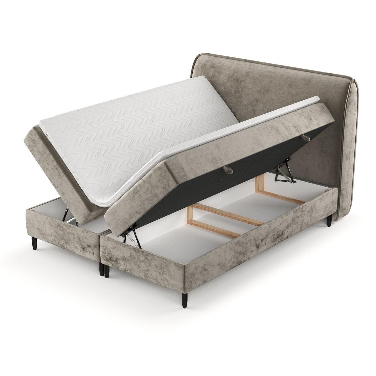 BOXBETT Lunaro 120/200 cm Beige im Lotta Stoff - Beige/Schwarz, Holz/Holzwerkstoff (120/200cm) - AltaBeds