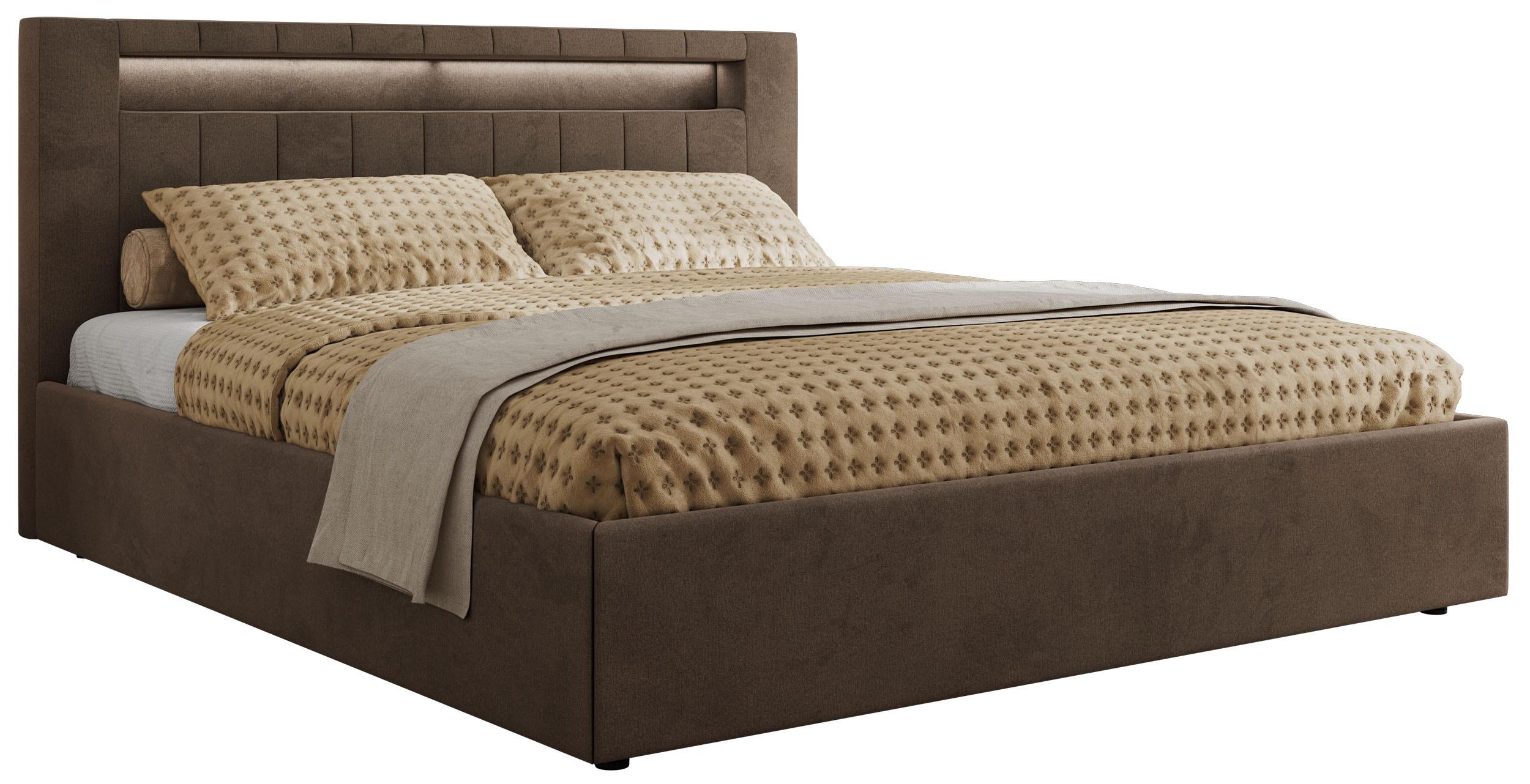 POLSTERBETT GOLD 5 CLASSIC 140/200 - Braun Velvet - ohne Matratze - Braun, Textil (140/200cm) - MKS