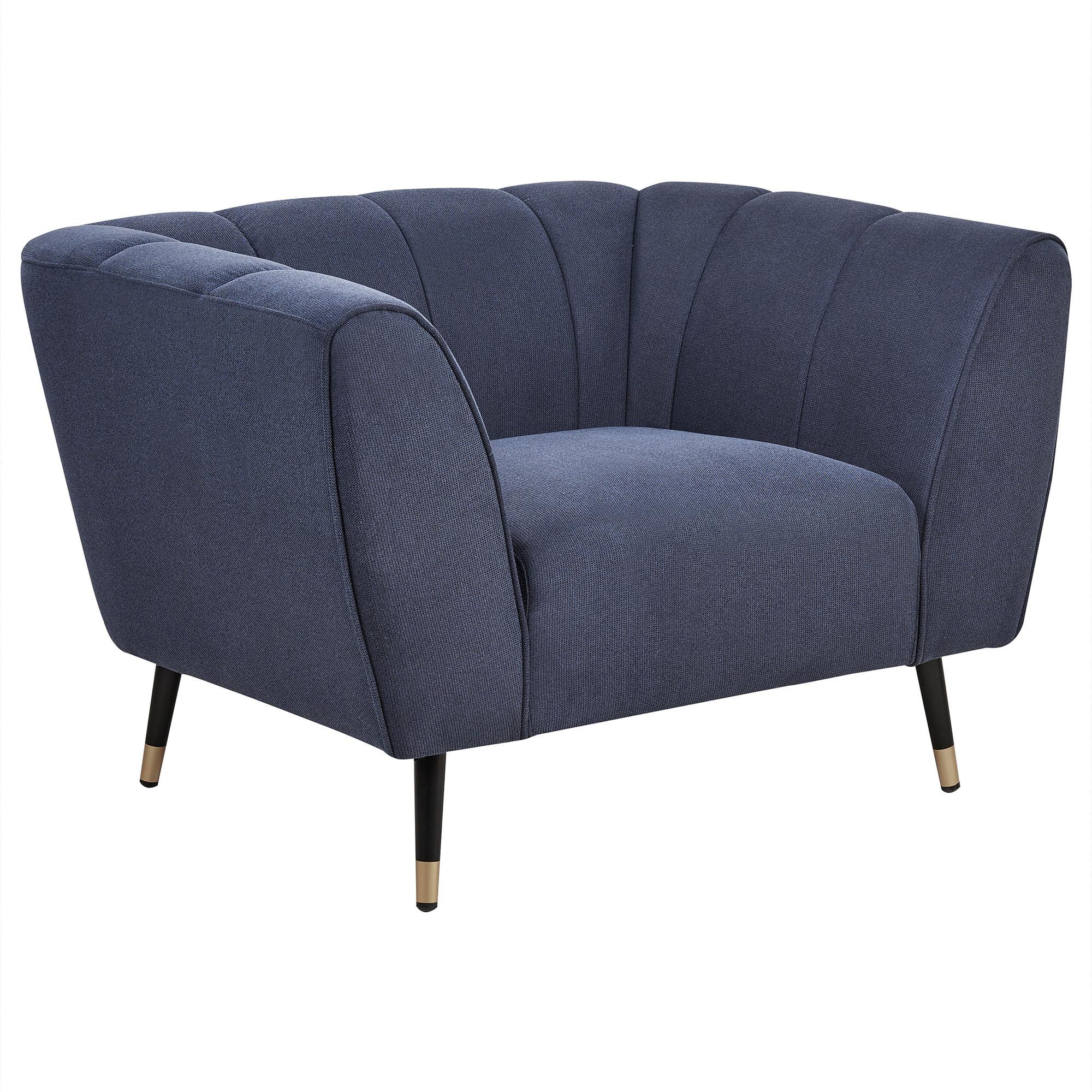 SESSEL Dunkelblau Orsta - Goldfarben/Schwarz, Textil (112/73/85cm) - Beliani