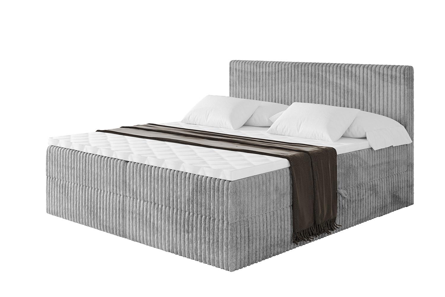 BOXBETT mit Matratze H3 und Lattenrost - TOLO - 200x200 Cord - Hellgrau - Hellgrau, Holzwerkstoff/Kunststoff (200/200cm) - ALTDECOR