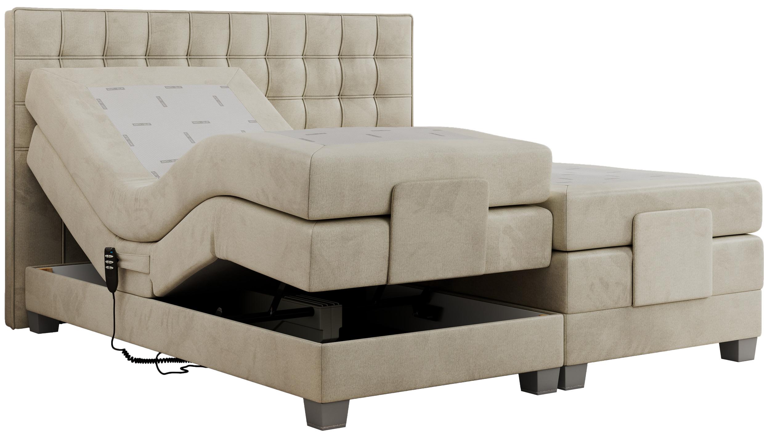 BOXBETT ELEKTRO 140/200 Beige Velvet - H4 - Beige, Holz/Textil (140/200cm) - MKS