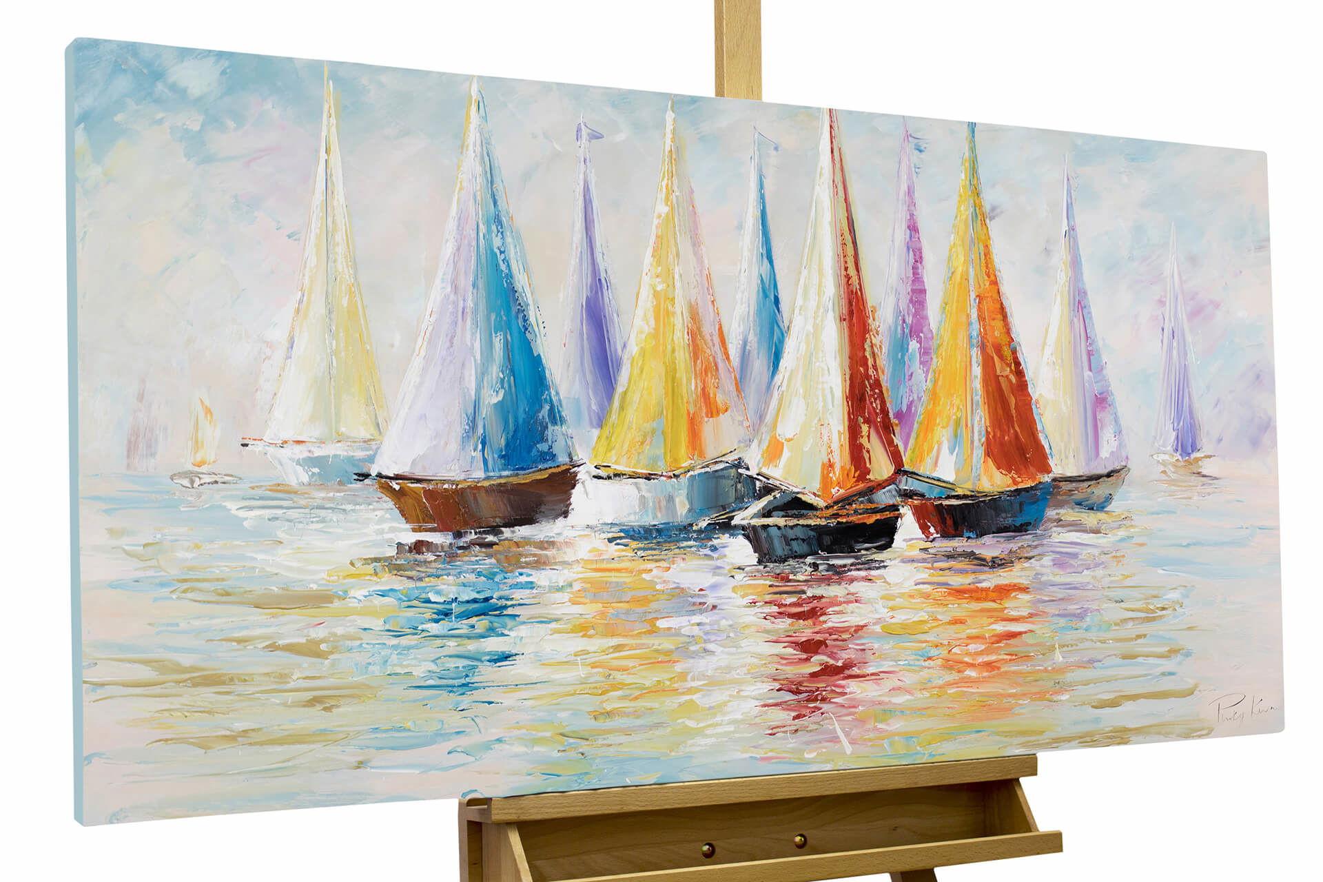 ÖLGEMÄLDE 120/60 cm - Multicolor/Weiß, Holz/Textil (120/60cm) - KUNSTLOFT