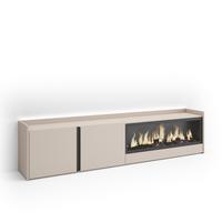 LOWBOARD, Beige, 212/35/50cm, Kamin mit Feuereffekt XXL - Beige, Holzwerkstoff (212/50/35cm) - Skraut Home
