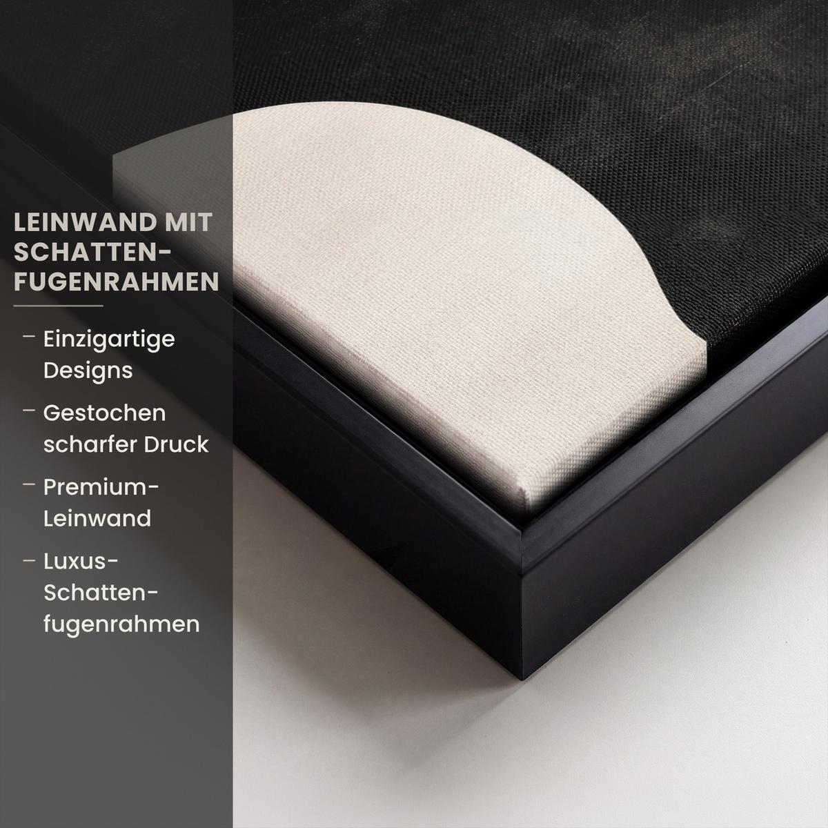 LEINWAND Bilder mit Rahmen - Abstrakt - Japandi - Beige - Modern - 30x20 - Schwarz, Textil (30/20cm) - MuchoWow