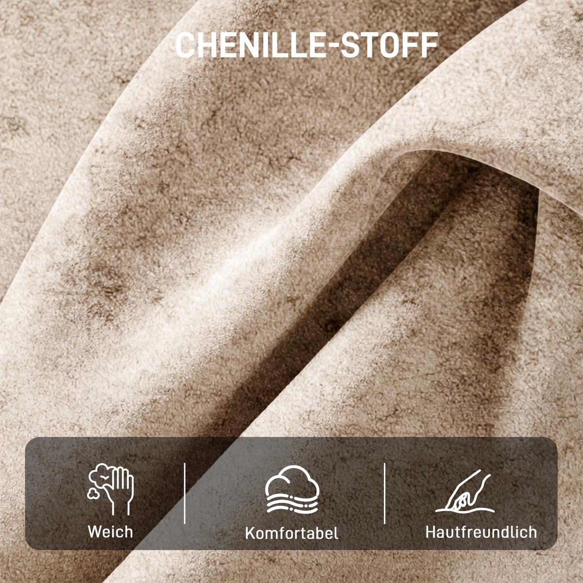 SESSEL Chenille Holz Beige - Beige/Braun, Holz/Textil (63.5/78.5/71cm) - HOMCOM