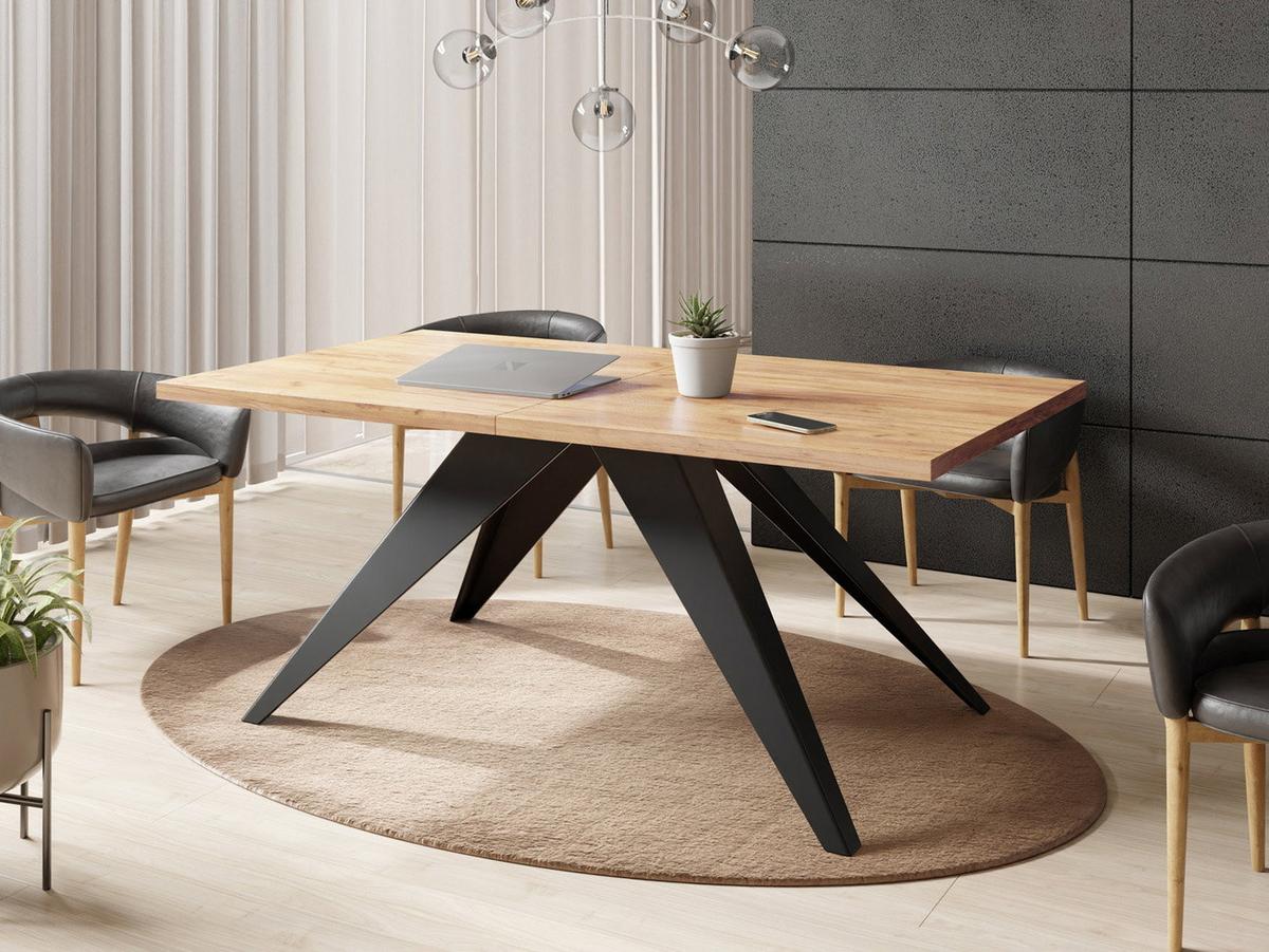 ESSTISCH Vance rechteckig ausziehbar, Craft Eiche 140-240/80/76 cm - Eiche Wotan/Schwarz, Holzwerkstoff/Metall (80/240/76cm) - WFL GROUP