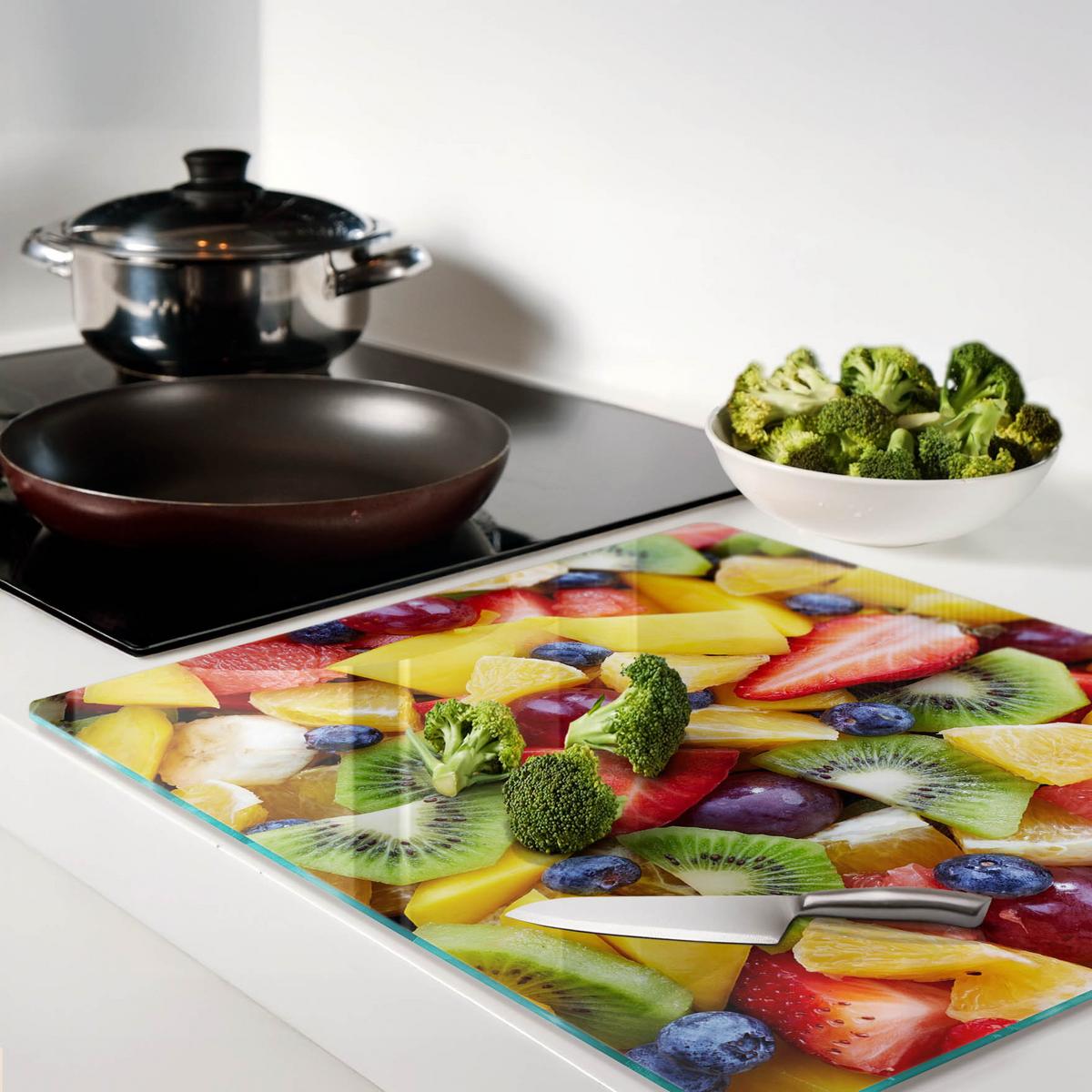 GLASPLATTE 60x52 cm Gehackte Früchte - Multicolor, Glas (60/0.4/52cm) - TULUP