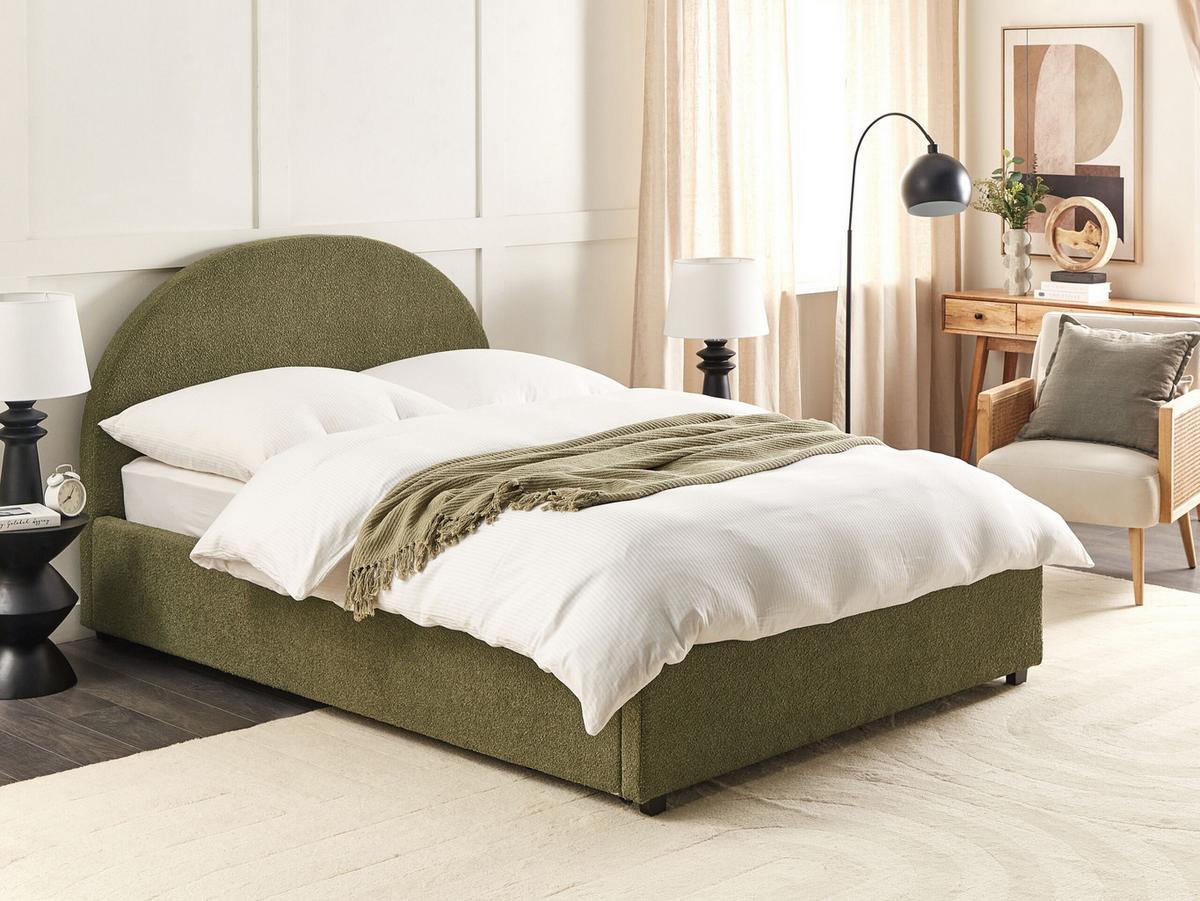 BETT mit Stauraum 140x200 cm Grün Vaucluse - Olivgrün, Textil (140/200cm) - Beliani