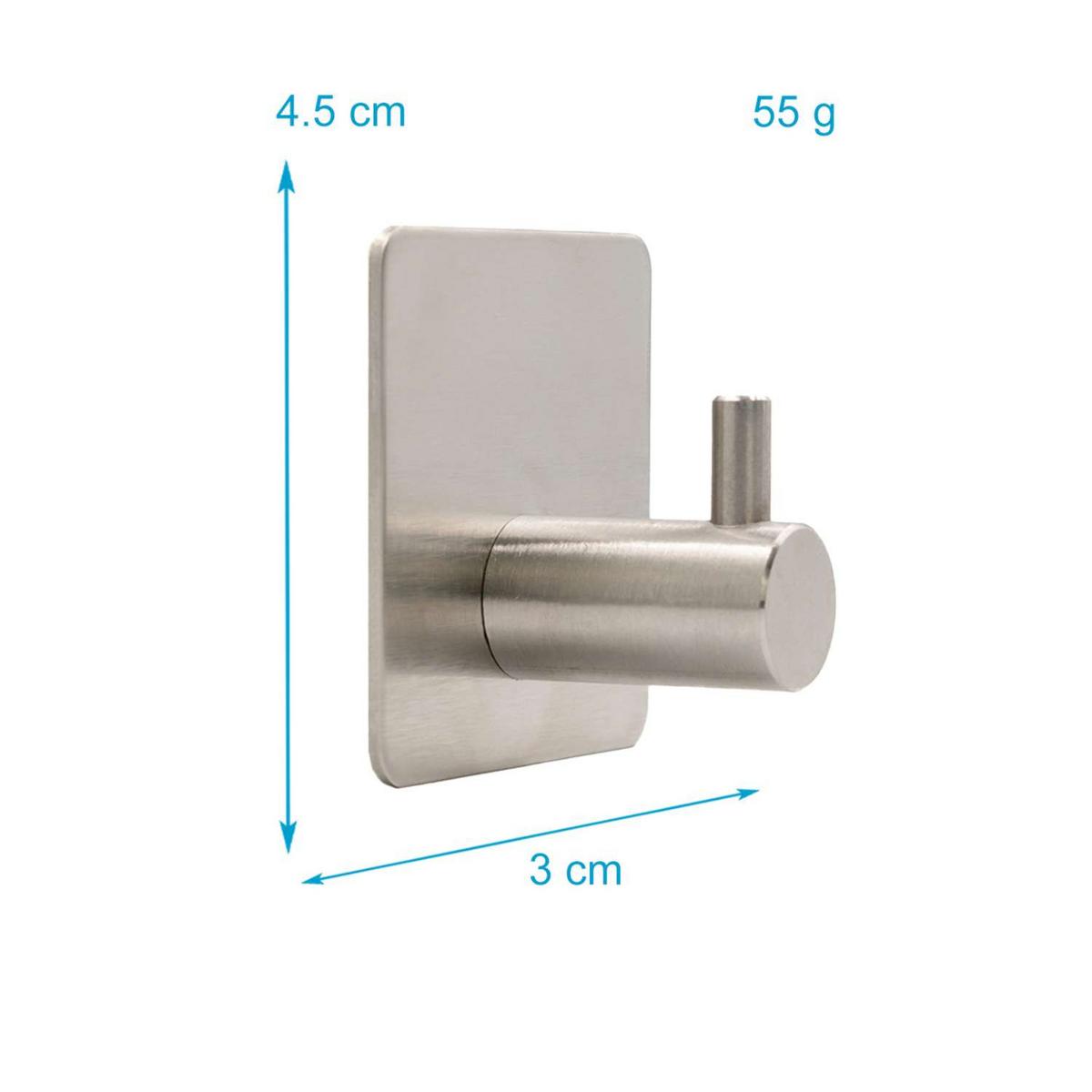 HANDTUCHHALTER selbstklebender Haken (4-tlg.) - Silberfarben, Metall (4.5/3/4.5cm) - Intirilife