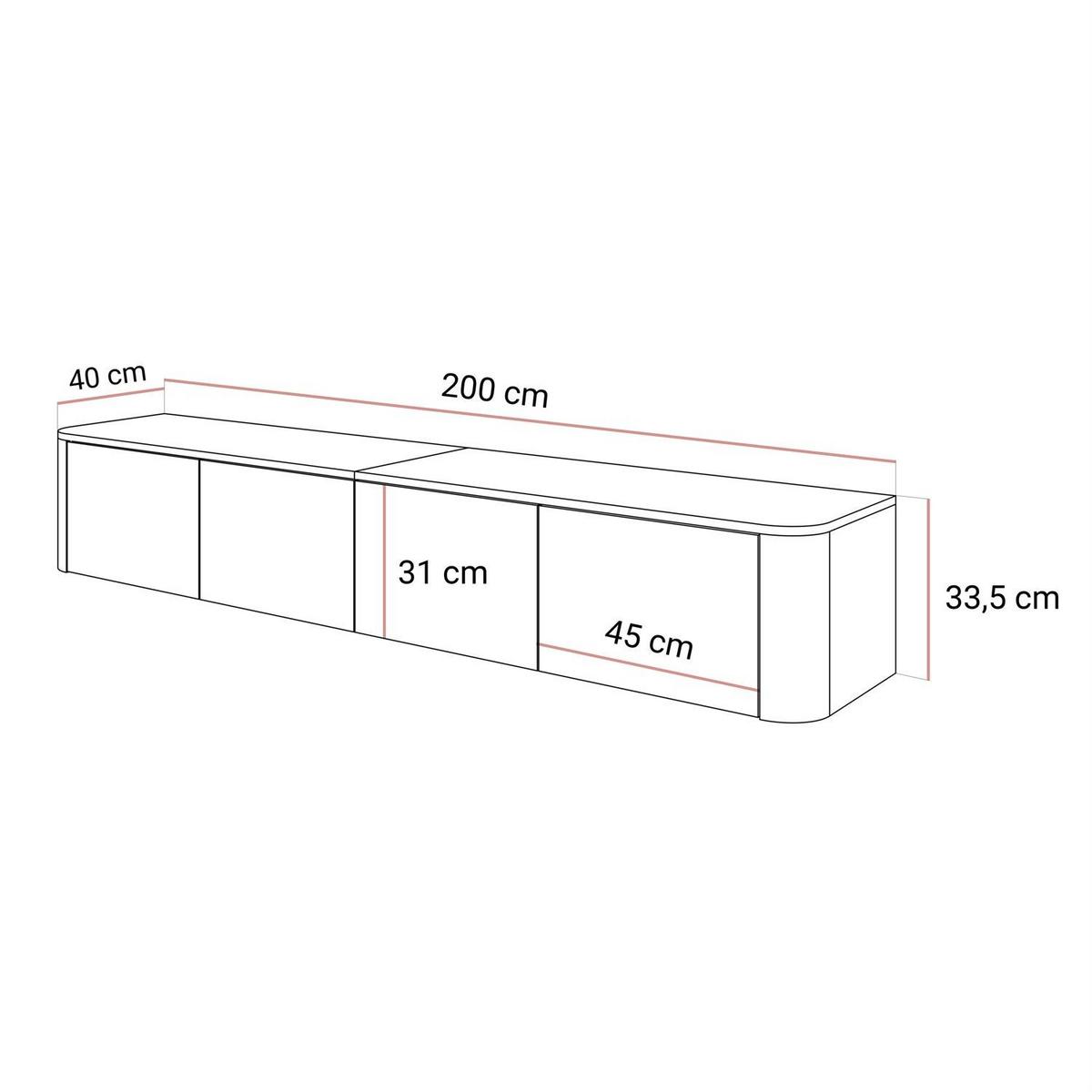 TV-HÄNGESCHRANK CELESTE mit LED-Beleuchtung, Golden Griffe - Kaschmir, Holzwerkstoff (200/33.5/40cm) - Lookway