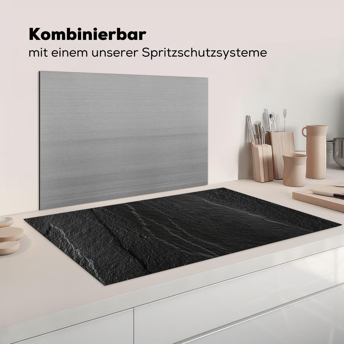 HERDABDECKPLATTE Stein - Anthrazit - Dunkelgrau - Steinstruktur Induktionsschutz 91.6x52.7 cm - Anthrazit, Kunststoff (91.6/52.7/0.2cm) - MuchoWow